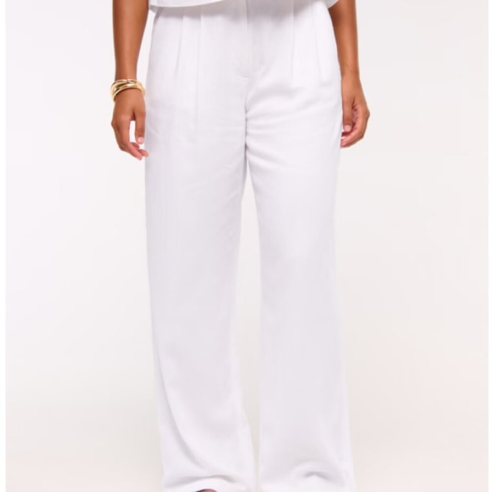 Abercrombie Sloane Linen Blend Wide Leg Pants 32